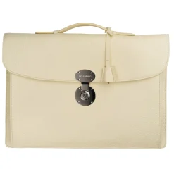 Viola Milano - The Light City Silver Lock Briefcase - Pale Lemon - Handmade in Italy - Luxury Exclusive Collection - Avvenice