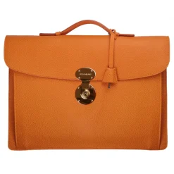 Viola Milano - The Light City Gold Lock Briefcase - Orange - Handmade in Italy - Luxury Exclusive Collection - Avvenice