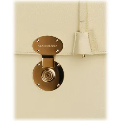 Viola Milano - The Light City Gold Lock Briefcase - Pale Lemon - Handmade in Italy - Luxury Exclusive Collection - Avvenice