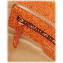 Viola Milano - The Light City Gold Square Lock Briefcase - Orange - Handmade in Italy - Luxury Exclusive Collection - Avvenice