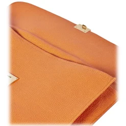 Viola Milano - The Light City Gold Square Lock Briefcase - Orange - Handmade in Italy - Luxury Exclusive Collection - Avvenice