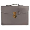 Viola Milano - The Light City Gold Lock Briefcase - Taupe Grey - Handmade in Italy - Luxury Exclusive Collection - Avvenice