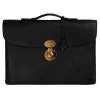 Viola Milano - The Light City Gold Lock Briefcase - Black - Handmade in Italy - Luxury Exclusive Collection - Avvenice