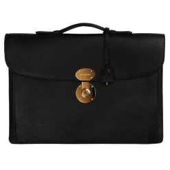 Viola Milano - The Light City Gold Lock Briefcase - Black - Handmade in Italy - Luxury Exclusive Collection - Avvenice