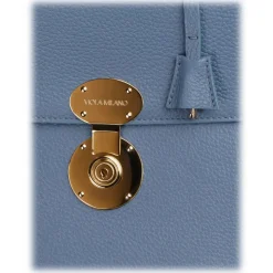 Viola Milano - The Light City Gold Lock Briefcase - Blue - Handmade in Italy - Luxury Exclusive Collection - Avvenice