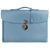 Viola Milano - The Light City Silver Lock Briefcase - Blue - Handmade in Italy - Luxury Exclusive Collection - Avvenice
