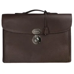 Viola Milano - The Light City Silver Lock Briefcase - Brown - Handmade in Italy - Luxury Exclusive Collection - Avvenice