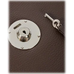 Viola Milano - The Light City Silver Lock Briefcase - Brown - Handmade in Italy - Luxury Exclusive Collection - Avvenice