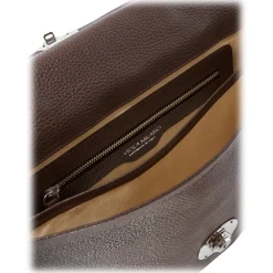 Viola Milano - The Light City Silver Lock Briefcase - Brown - Handmade in Italy - Luxury Exclusive Collection - Avvenice