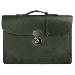 Viola Milano - The Light City Silver Lock Briefcase - Loden Green - Handmade in Italy - Luxury Exclusive Collection - Avvenice