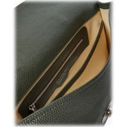 Viola Milano - The Light City Silver Lock Briefcase - Loden Green - Handmade in Italy - Luxury Exclusive Collection - Avvenice