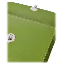 Viola Milano - The Light City Silver Lock Briefcase - Lime Green - Handmade in Italy - Luxury Exclusive Collection - Avvenice