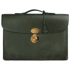 Viola Milano - The Light City Gold Lock Briefcase - Loden Green - Handmade in Italy - Luxury Exclusive Collection - Avvenice