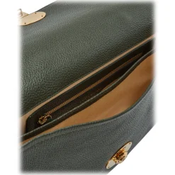 Viola Milano - The Light City Gold Lock Briefcase - Loden Green - Handmade in Italy - Luxury Exclusive Collection - Avvenice