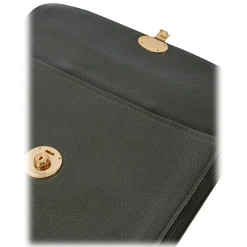 Viola Milano - The Light City Gold Lock Briefcase - Loden Green - Handmade in Italy - Luxury Exclusive Collection - Avvenice