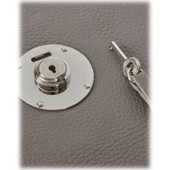 Viola Milano - The Light City Silver Lock Briefcase - Taupe Grey - Handmade in Italy - Luxury Exclusive Collection - Avvenice