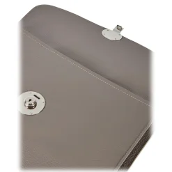 Viola Milano - The Light City Silver Lock Briefcase - Taupe Grey - Handmade in Italy - Luxury Exclusive Collection - Avvenice