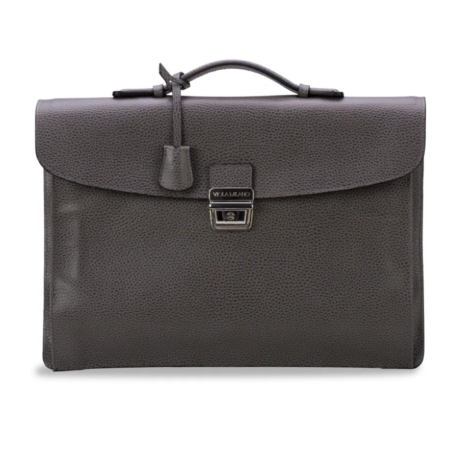 Viola Milano - Traveller Briefcase - Grey - Handmade in Italy - Luxury Exclusive Collection - Avvenice
