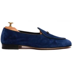 Viola Milano - Unlined Belgian Suede Loafer - Blue - Handmade in Italy - Luxury Exclusive Collection - Avvenice