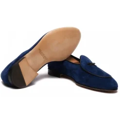 Viola Milano - Unlined Belgian Suede Loafer - Blue - Handmade in Italy - Luxury Exclusive Collection - Avvenice