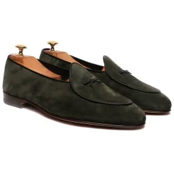Viola Milano - Unlined Belgian Suede Loafer - Green - Handmade in Italy - Luxury Exclusive Collection - Avvenice