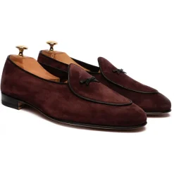 Viola Milano - Unlined Belgian Suede Loafer - Bordeaux - Handmade in Italy - Luxury Exclusive Collection - Avvenice