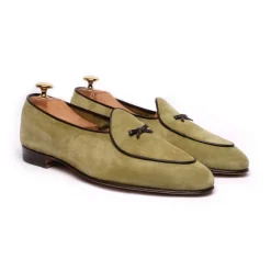 Viola Milano - Unlined Belgian Loafer - Pistache - Handmade in Italy - Luxury Exclusive Collection - Avvenice