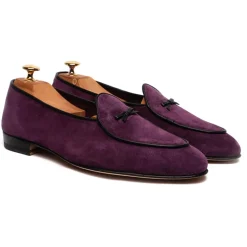 Viola Milano - Unlined Belgian Suede Loafer - Purple - Handmade in Italy - Luxury Exclusive Collection - Avvenice