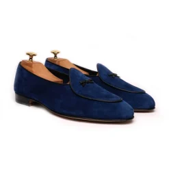 Viola Milano - Unlined Belgian Loafer - Blue - Handmade in Italy - Luxury Exclusive Collection - Avvenice