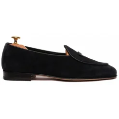 Viola Milano - Unlined Belgian Suede Loafer - Navy - Handmade in Italy - Luxury Exclusive Collection - Avvenice