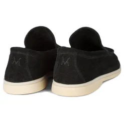 Viola Milano - Unlined Capri Suede Loafer - Black - Handmade in Italy - Luxury Exclusive Collection - Avvenice