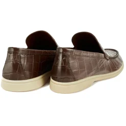 Viola Milano - Unlined Capri Croco Loafer - Cognac - Handmade in Italy - Luxury Exclusive Collection - Avvenice