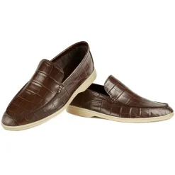 Viola Milano - Unlined Capri Croco Loafer - Cognac - Handmade in Italy - Luxury Exclusive Collection - Avvenice