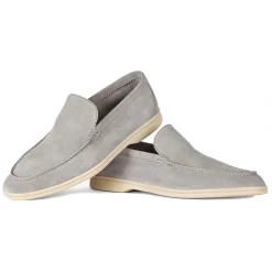 Viola Milano - Unlined Capri Suede Loafer - Light Grey - Handmade in Italy - Luxury Exclusive Collection - Avvenice