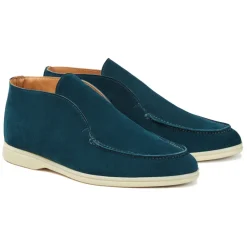 Viola Milano - Unlined City Suede Loafer - Cobalt Green - Handmade in Italy - Luxury Exclusive Collection - Avvenice