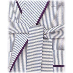 Viola Milano - Unlined Loro Piana Seersucker Dressing Gown - Sea/White - Handmade in Italy - Luxury Exclusive Collection - Avvenice