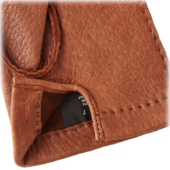 Viola Milano - Unlined Real Peccary Gloves - Camel - Handmade in Italy - Luxury Exclusive Collection - Avvenice