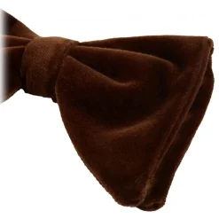 Viola Milano - Velvet Artisan Bow Tie - Brown - Handmade in Italy - Luxury Exclusive Collection - Avvenice