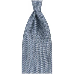 Viola Milano - Wave Chain Selftipped Italian Silk Tie - Navy/White - Handmade in Italy - Luxury Exclusive Collection - Avvenice