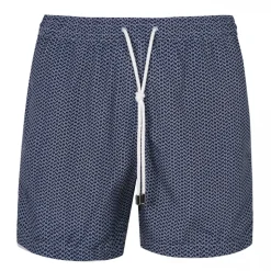 Viola Milano - Wave Pattern Printed Swimtrunks - Navy and White - Handmade in Italy - Luxury Exclusive Collection - Avvenice