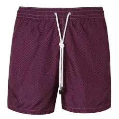 Viola Milano - Wave Pattern Printed Swimtrunks - Navy and Red - Handmade in Italy - Luxury Exclusive Collection - Avvenice