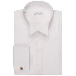Viola Milano - White Cotton Dress Shirt With Wing Collar And Double Cuffs - Handmade in Italy - Luxury Exclusive Collection - Avvenice