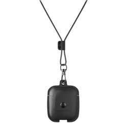 Woodcessories - AirCase - Premium AirPod Leather Necklace Eco Case - Black - QI Wireless Charging Technology - High Quality - Avvenice