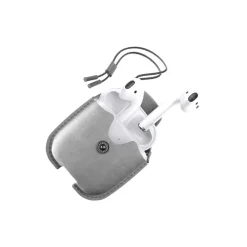 Woodcessories - AirCase - Premium AirPod Leather Necklace Eco Case - Stone Grey - QI Wireless Charging Technology - High Quality - Avvenice