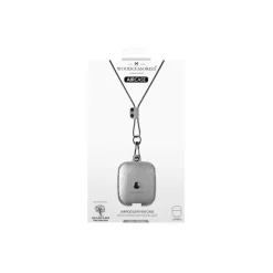 Woodcessories - AirCase - Premium AirPod Leather Necklace Eco Case - Stone Grey - QI Wireless Charging Technology - High Quality - Avvenice