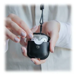 Woodcessories - AirCase - Premium AirPod Leather Necklace Eco Case - Stone Grey - QI Wireless Charging Technology - High Quality - Avvenice