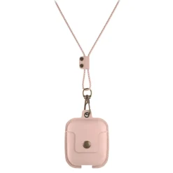 Woodcessories - AirCase - Premium AirPod Leather Necklace Eco Case - Nude Rose - QI Wireless Charging Technology - High Quality - Avvenice