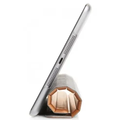 Woodcessories - Cherry / Silver Metal / Leather / Transclucent Hardcover - iPad Mini 4 - Flip Case - Eco Guard Metal & Wood - Avvenice