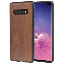 Woodcessories - Eco Bumper - Walnut Cover - Black - Samsung S10+ - Wooden Cover - Eco Case - Bumper Collection - Avvenice