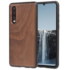 Woodcessories - Eco Bumper - Walnut Cover - Black - Huawei P30 - Wooden Cover - Eco Case - Bumper Collection - Avvenice